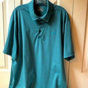 Under Armour gray and teal polo shirt.